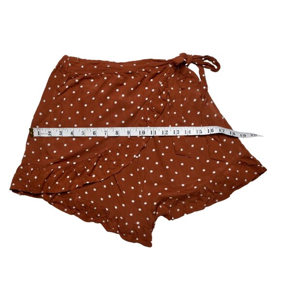 American Eagle Brown Polka Dot Faux Wrap Shorts, size Extra Small - Picture 7 of 10